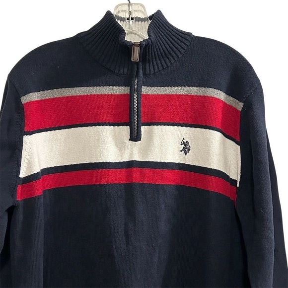 U.S. Polo Assn. Men's 1/4 Zip Pullover Sweater M Multicolor Casual - Picture 2 of 14